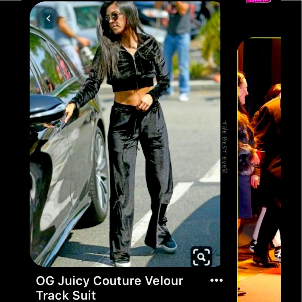 Y2K OG JUICY COUTURE ICONIC BLACK TERRYCLOTH TRACKSUIT SET CROPPED ⭐️⭐️⭐⭐️⭐️